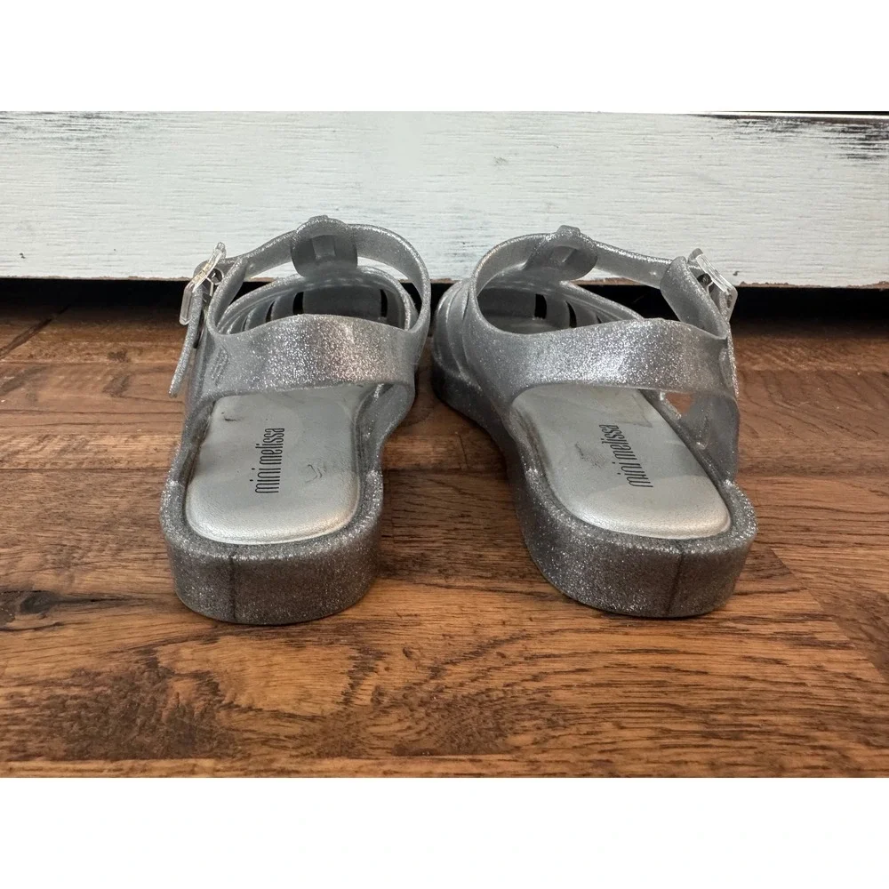 Mini Melissa Possession Sandal Glitter Silver Kids Size 12